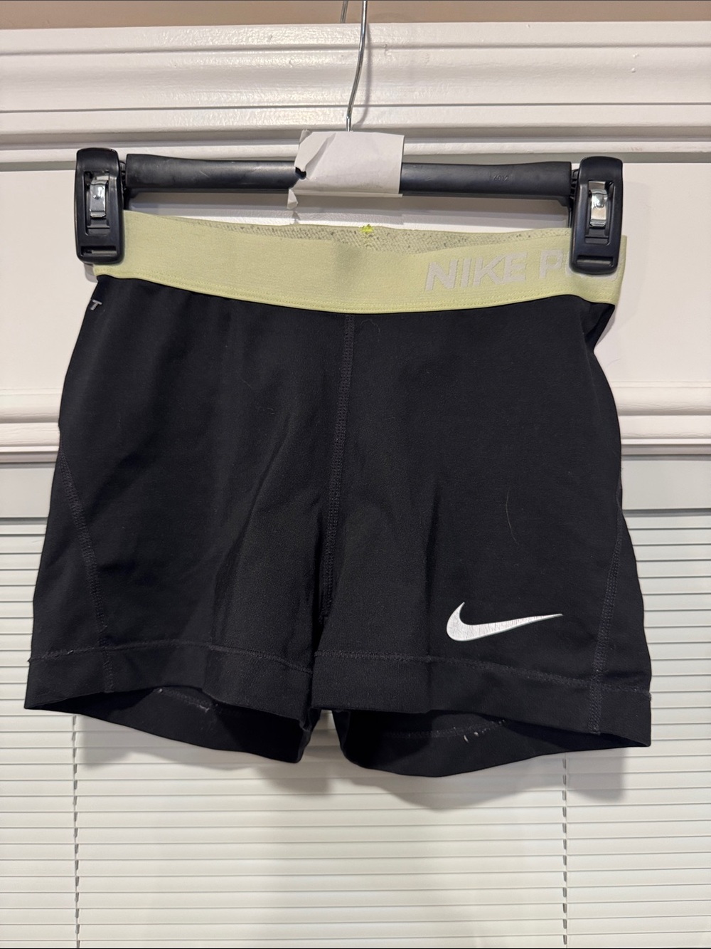 Nike Black Athletic Shorts with Light Green Waistband
